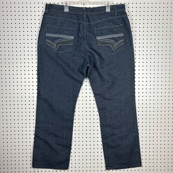 UNCUT Denim Wide Leg Jeans 40x31 Stitched Y2K PUnk‎ Goth Streetwear Skate Baggy - Picture 1 of 6